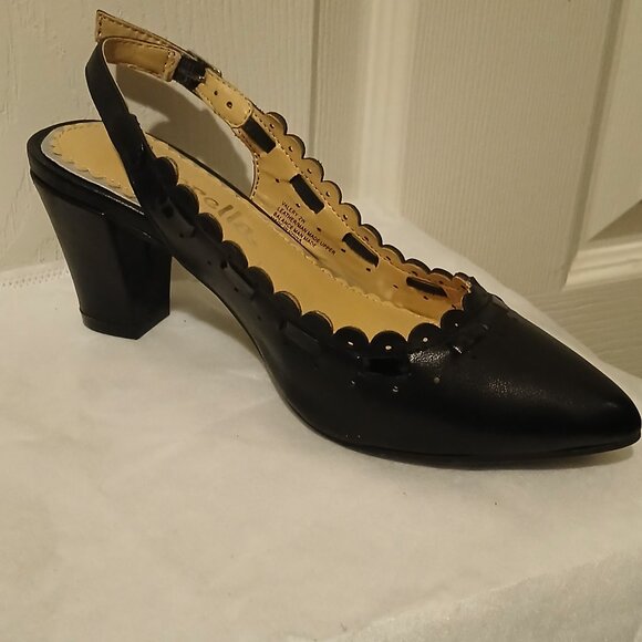 Small black Cinderella of Boston sling backs - Picture 1 of 5